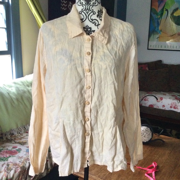 Flax Tops - Flax 100% Linen button up shirt MEDIUM